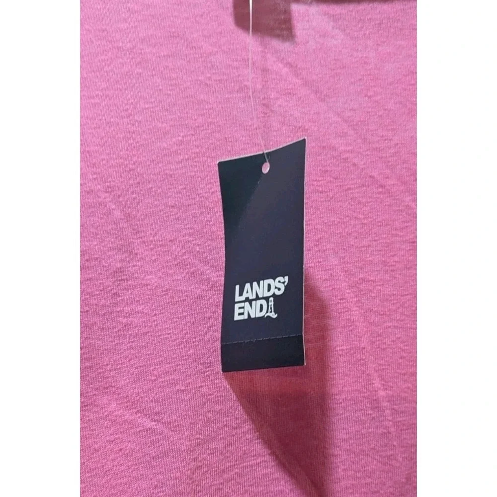 Lands' End Womens Pink V‎ Neck Tunic Lagenlook Linen Blend Shirt Size Small